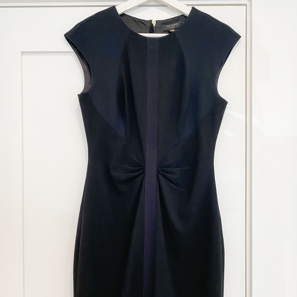Liquidation Sale: Ted Baker | Black Office Dress, Cinched Waist (With Damage)